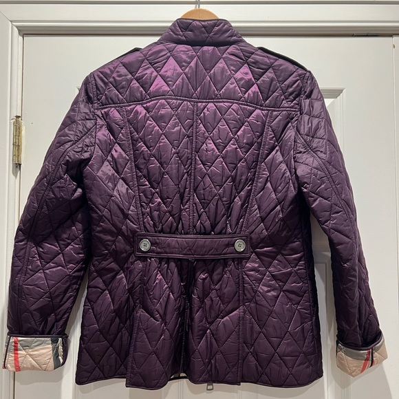 Burberry Brit Quilted Purple Jacket L Nova Check Plaid - Picture 2 of 10